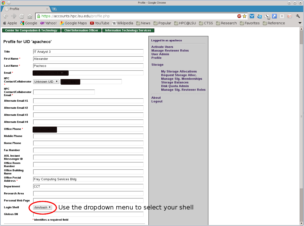 Login to your LSU HPC Profile